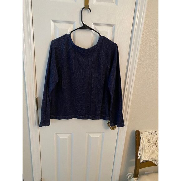 Aztec Print Denim Colored Cardigan Sweatshirt Size M - Picture 5 of 9